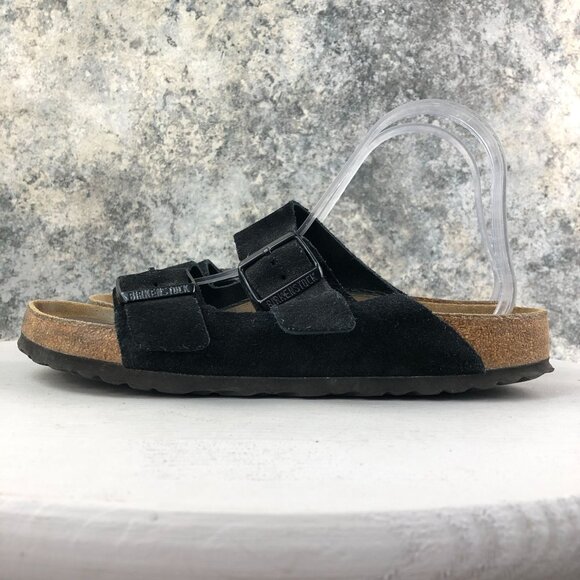 Birkenstock Unisex EU 40 M7 L9 Arizona Black Suede Open Toe SlipOn Slide Sandals - Picture 6 of 14